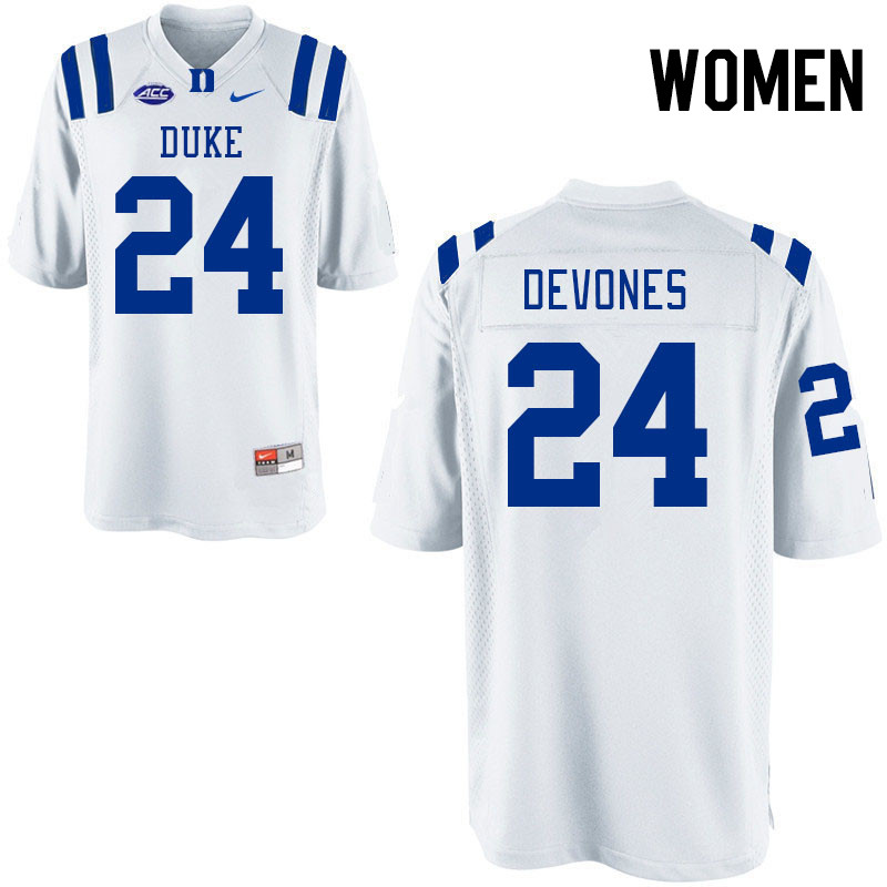 Women #24 Tre'Shon Devones Duke Blue Devils College Football Jerseys Stitched-White